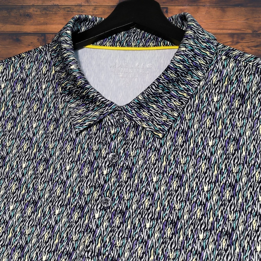 Maelreg Performance Golf Polo‎ Mens 2XL Colorful Pattern Athletic Short Sleeve